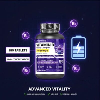 High-Potency Vitamin B Complex (180 Cap) | Energy & Nerve Support
